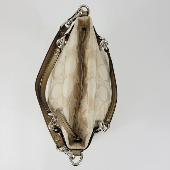 Coach Signature Gold Beige Handbag Shoulder Bag - Picture 6 of 13